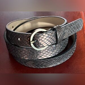 Talbots Metallic Copper Snakeskin Embossed Leather Belt Size Medium